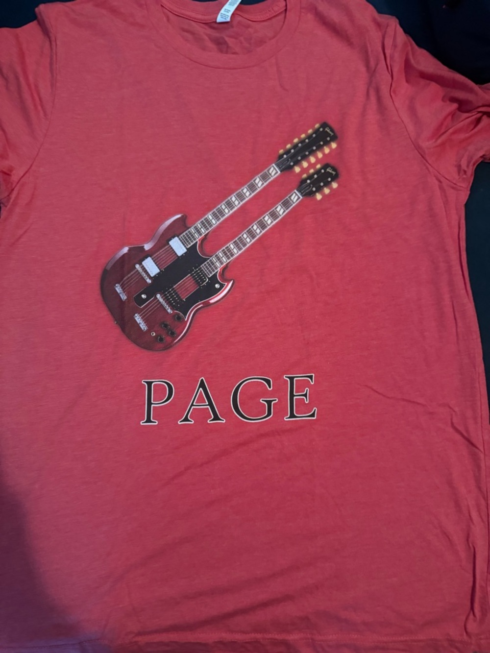 PAGE Graphic Double-Neck Guitar Tee - Red